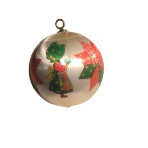 Unbreakable Satin Holly Hobbie Christmas Ornament 1980 vintage